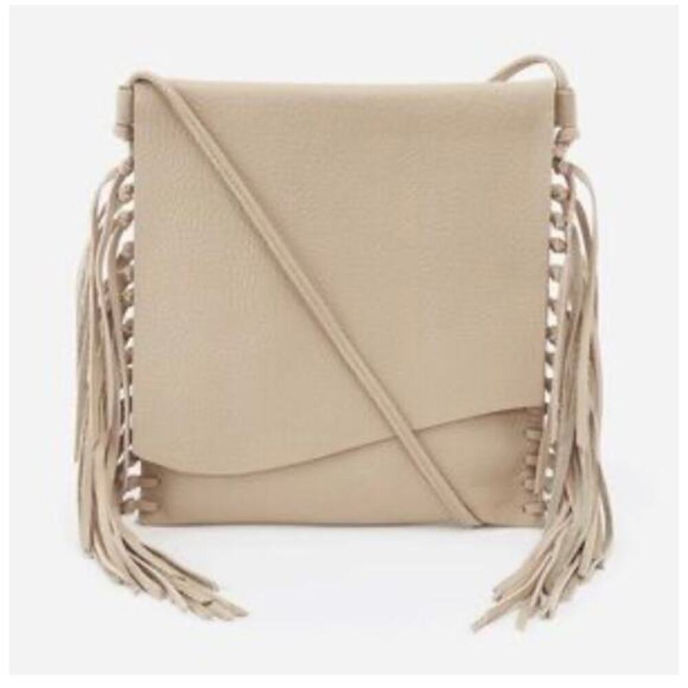 Hobo Rapture Fringe Crossbody Bag Tan Leather Boho Festival Purse